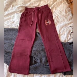 True Religion Maroon Flare Bootcut Sweatpants